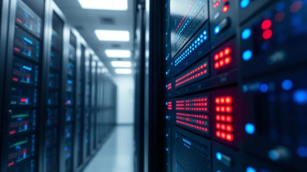 A high-resolution close-up of a high-end computer server rac